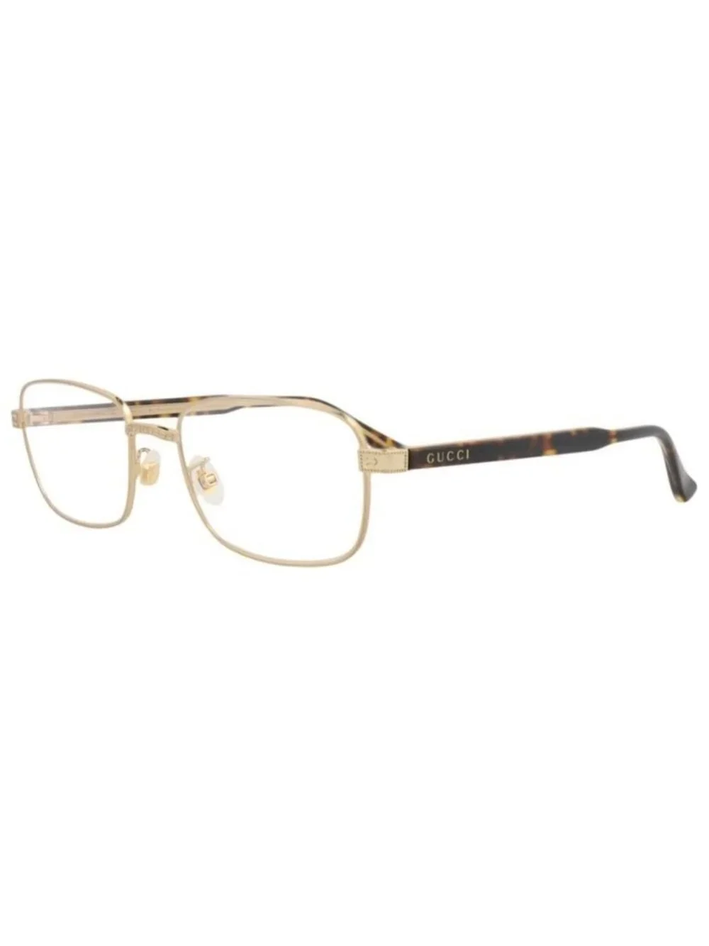 New Gucci Unisex Square/Rectangle Gold Havana Transparent Fashion Designer Eyegl